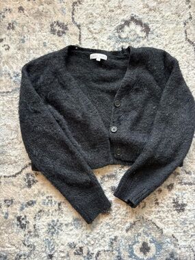 Emory Park Black Cropped Button Cardigan Sweater
